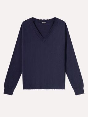 Minnie Rose Cotton Cashmere V Neck Sweater